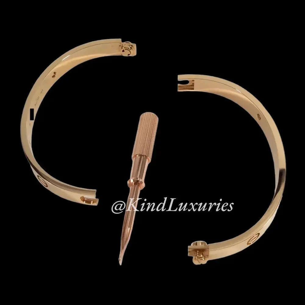 💎272💎 Plus Size Rose Gold or White Gold Carti3r LOVE Bracelet - Picture 10 of 16